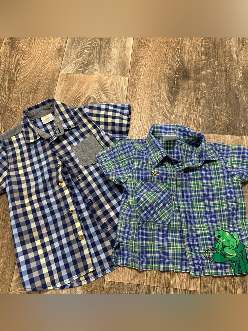 Blue & Green Plaid Boys' Button-Up Shirts - Set of 2